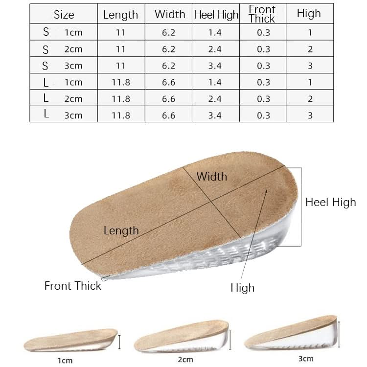 GEL Increasing High Insole Fleece Invisible Increased Pad Reluova