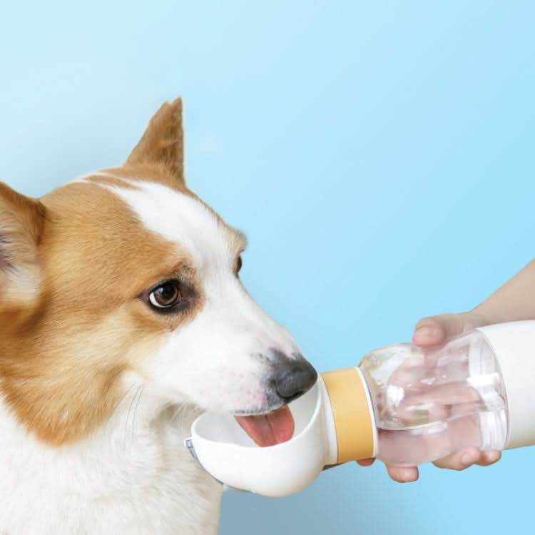 350ml+200ml Dog Go Out Water Cup Portable Accompanying Cup Pet Drinking Water Drinker(Cloud Yellow)-Reluova