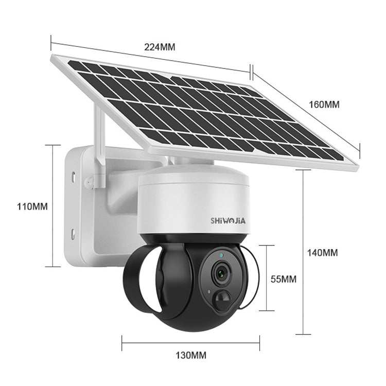 SHIWOJIA Waterproof WiFi Solar Dome IP Camera,  Support Two-way Audio & PIR Motion Detection & Night Vision & TF Card