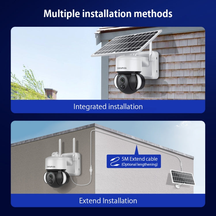 SHIWOJIA Waterproof WiFi Solar Dome IP Camera,  Support Two-way Audio & PIR Motion Detection & Night Vision & TF Card