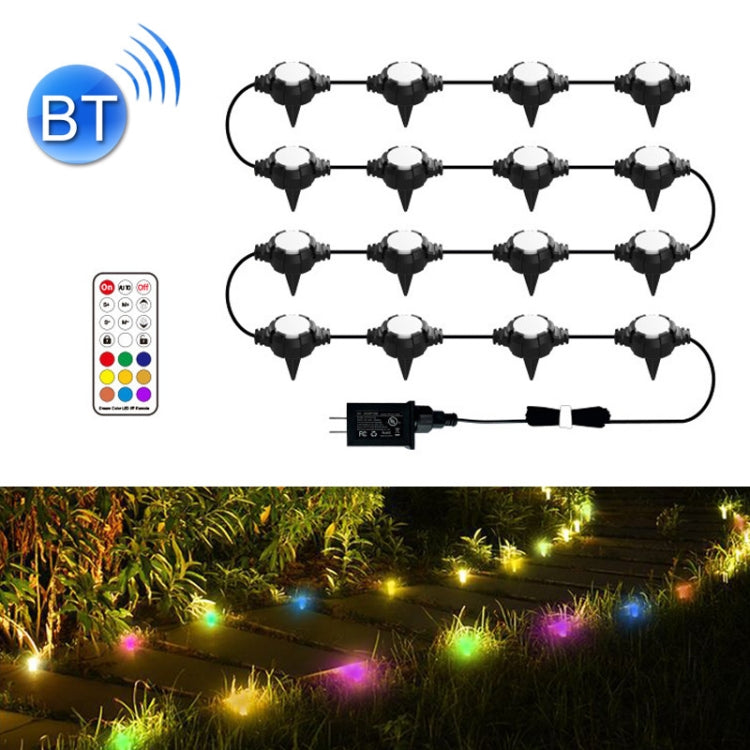 F16C 16 LEDs RGB Bluetooth String Lights Outdoor Waterproof Buried Lamp, US Plug My Store