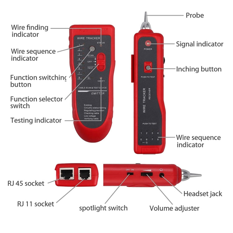 Wire Tracker Network Cable Detector RJ45 RJ11 Tester for Telephone Lines and LAN Cables My Store