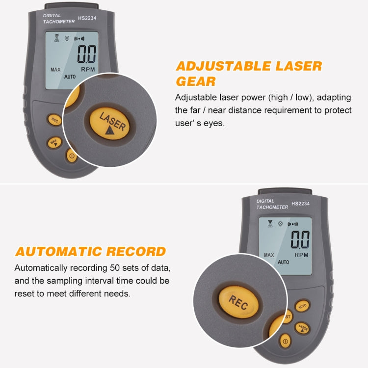 HS2234 Non-contact Laser Tachometer Digital Display Motor Tachometer