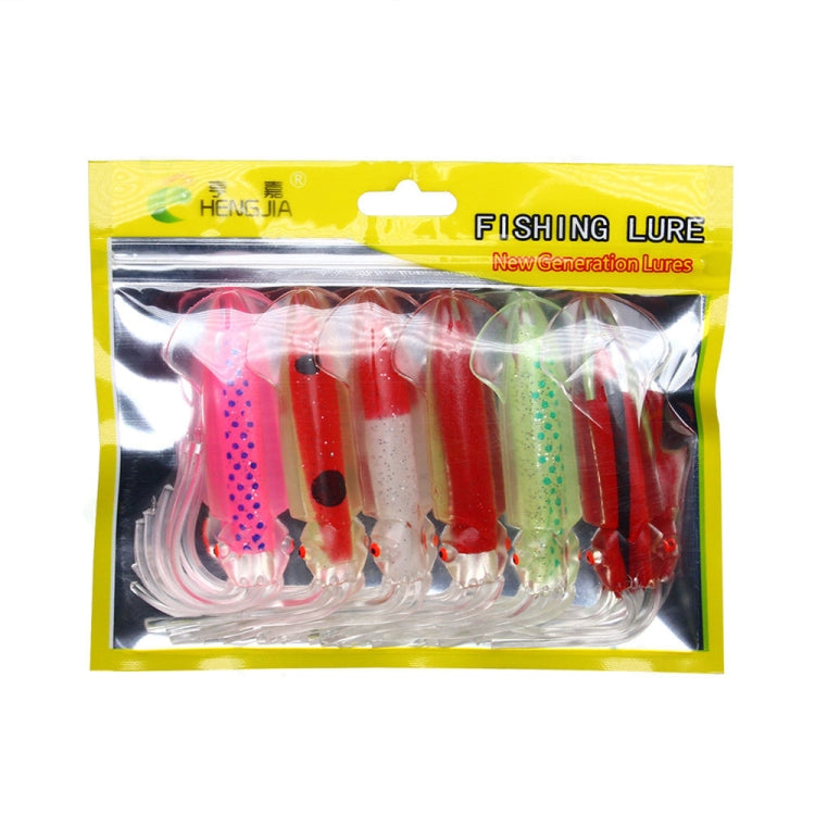 6 PCS / Bag HENGJIA SO1516 12cm / 15cm Colorful Octopus Fake Bait