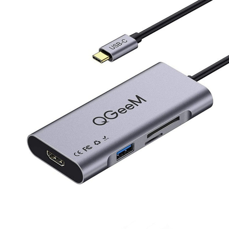 QGeeM 7 In 1 Multifunctional USB3.0 TYPE-C Extension HUB Adapter