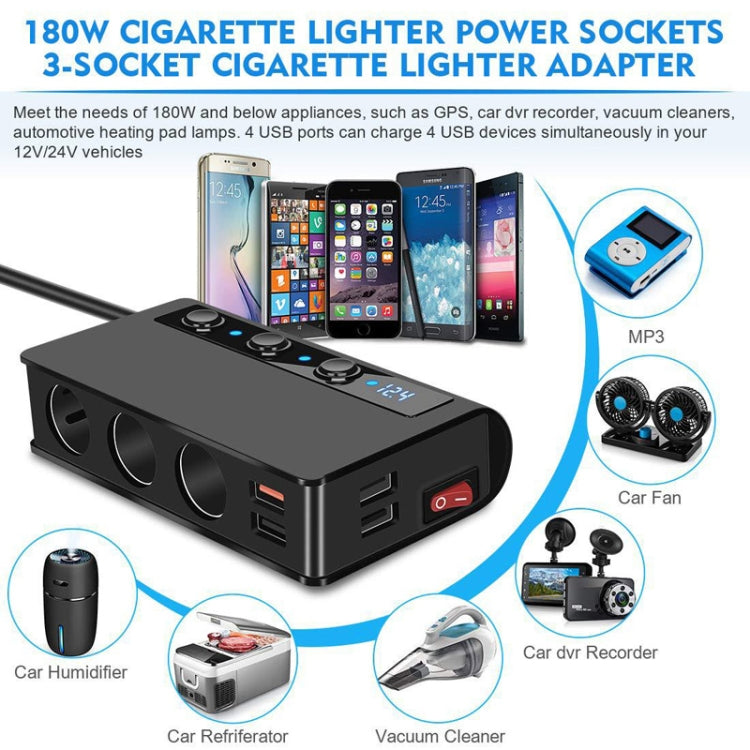 TR24 3 In 1 Car Cigarette Lighter Independent Switch Charger ÎҵÄÉ̵ê