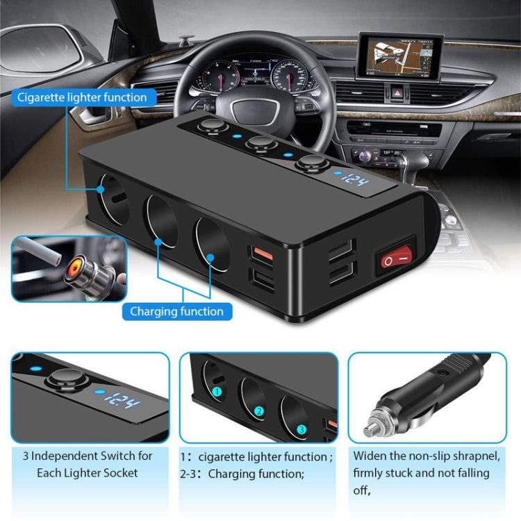 TR24 3 In 1 Car Cigarette Lighter Independent Switch Charger ÎҵÄÉ̵ê