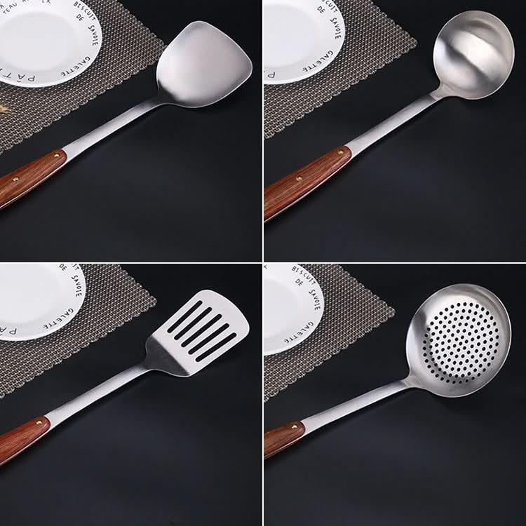 304 Stainless Steel Wooden Handle Kitchenware Home Kitchen Equipment, Style:-Reluova