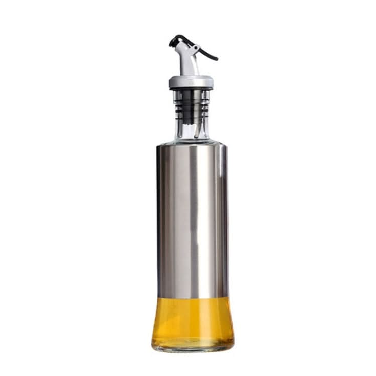 Stainless Steel Glass Oil Bottle Kitchen Pressed Seasoning Bottle Reluova