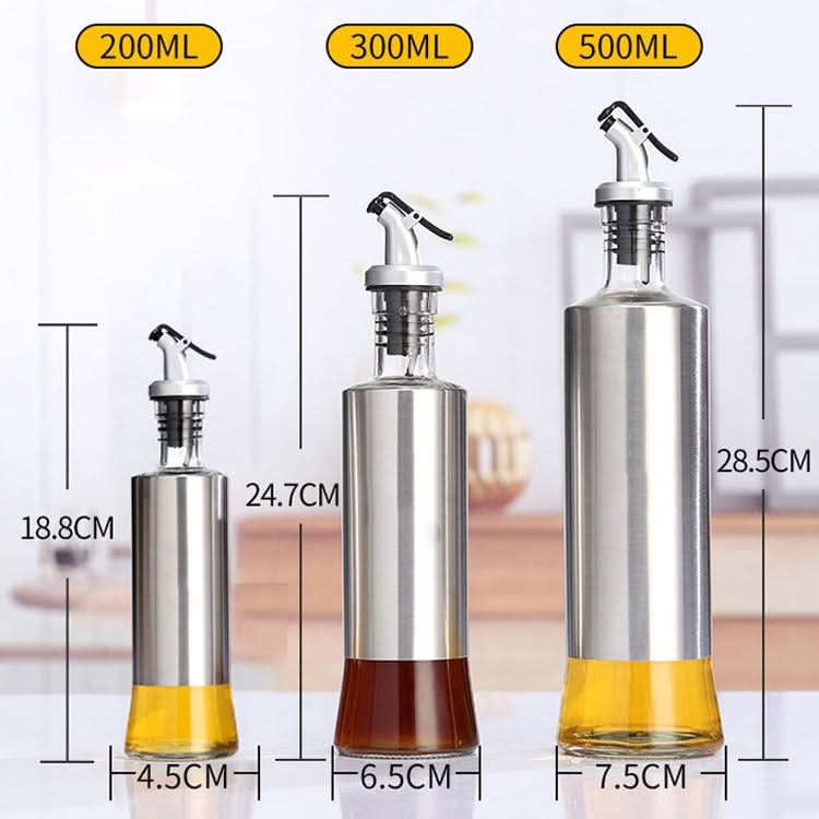 Stainless Steel Glass Oil Bottle Kitchen Pressed Seasoning Bottle Reluova