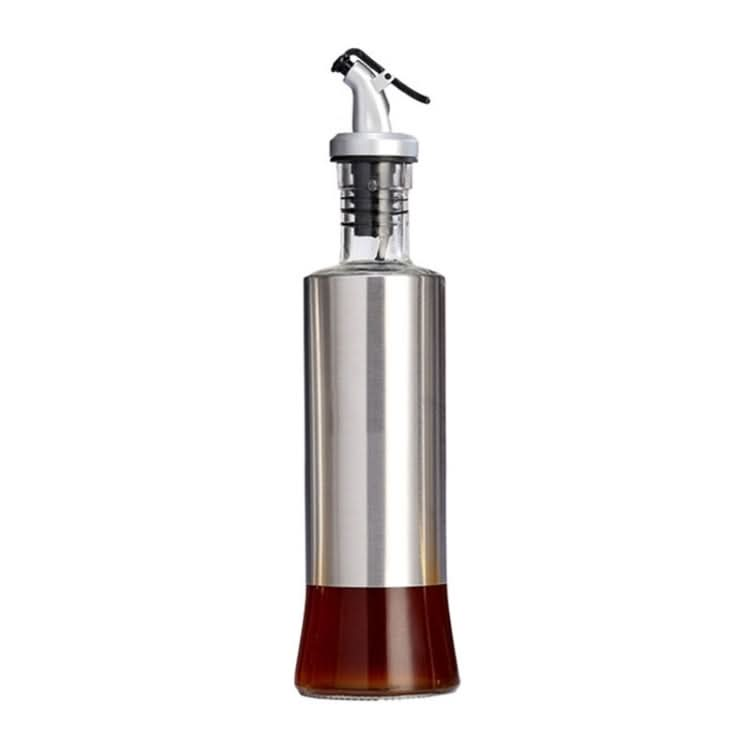 Stainless Steel Glass Oil Bottle Kitchen Pressed Seasoning Bottle Reluova