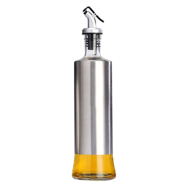 Stainless Steel Glass Oil Bottle Kitchen Pressed Seasoning Bottle Reluova