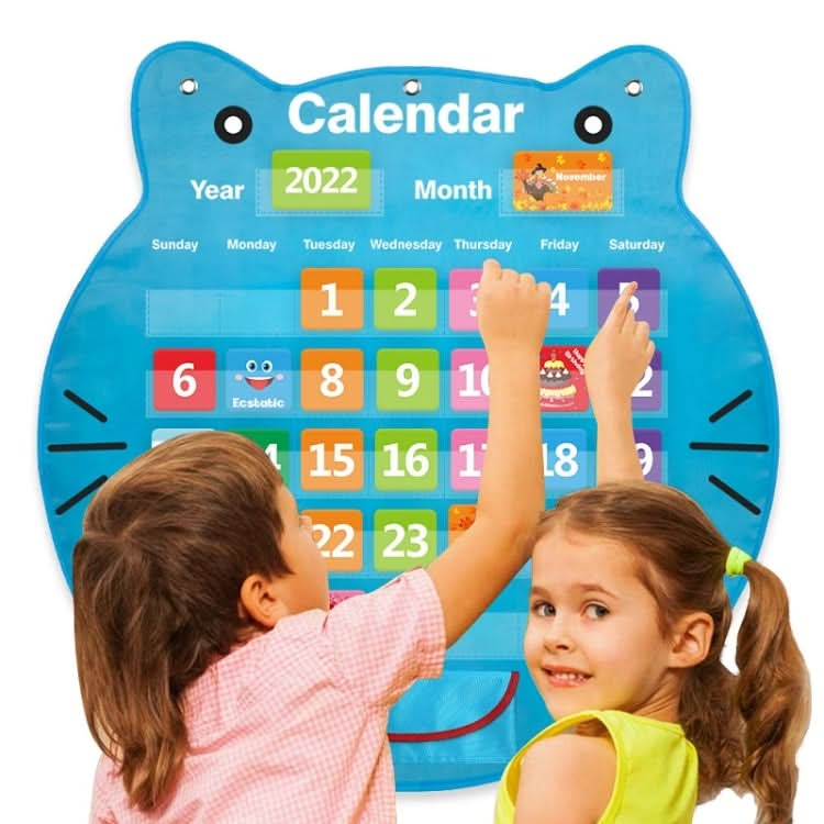 Classroom Decoration Cat Head Calendar Hanging Bag Reluova