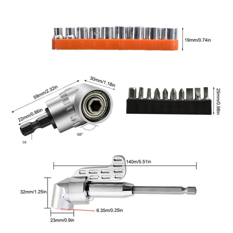 22 PCS / Set Screwdriver Corner Universal Soft Shaft Hex Handle Batch Combination Tool-Reluova