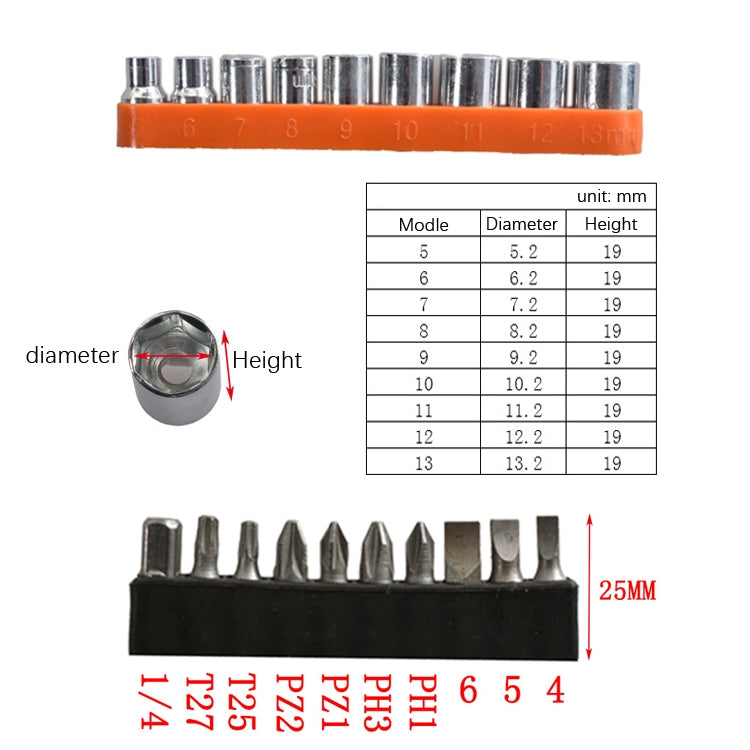 22 PCS / Set Screwdriver Corner Universal Soft Shaft Hex Handle Batch Combination Tool-Reluova