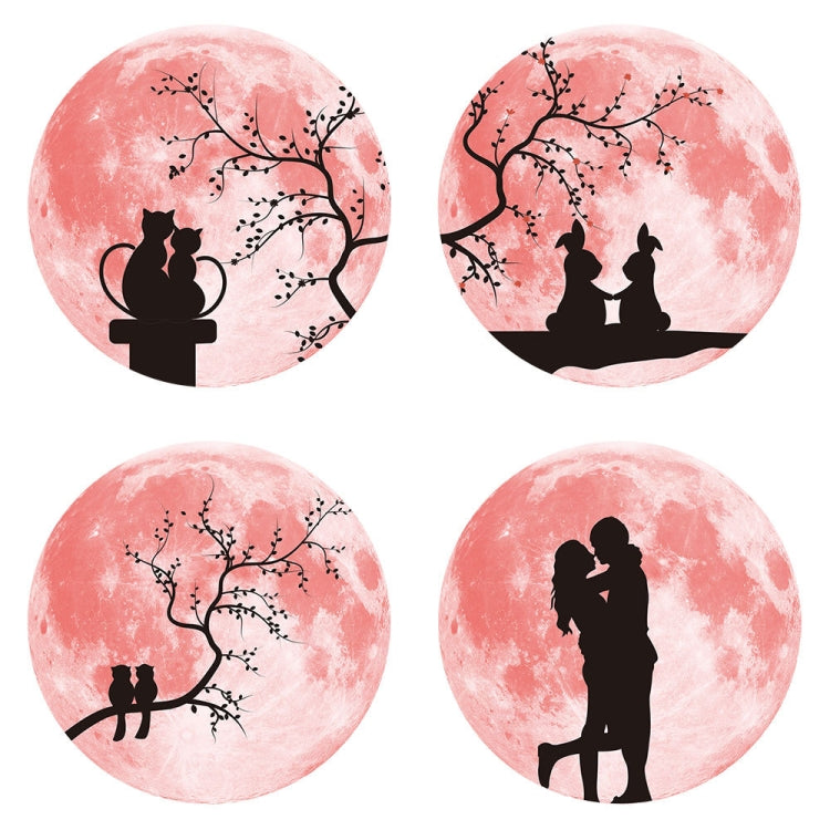 30cm Pink Couple Fluorescent Moon Wall Sticker My Store