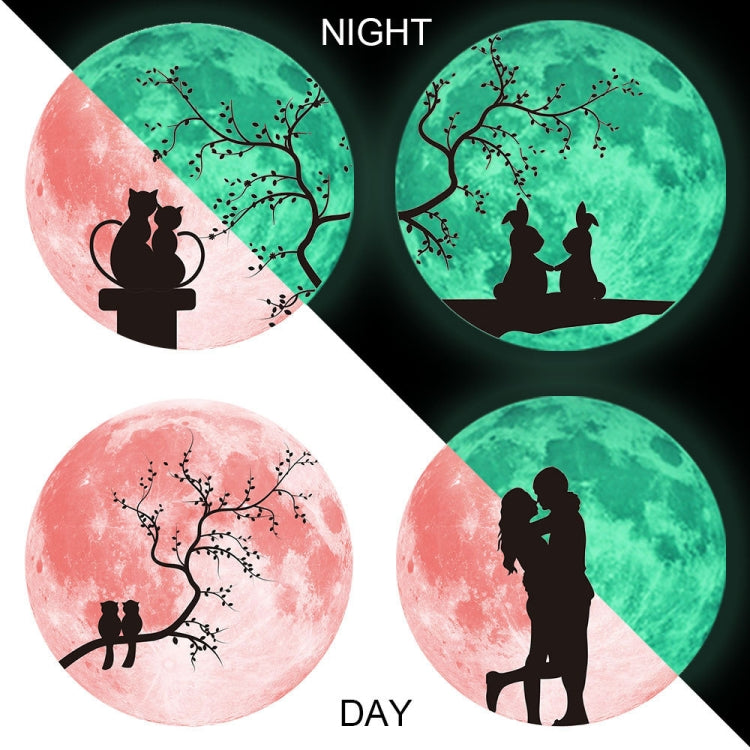 30cm Pink Couple Fluorescent Moon Wall Sticker My Store