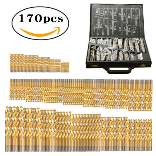 170 PCS / Set 1-10mm High-Speed Steel Metal Open Hole Straight Shank Twist Drill Bit