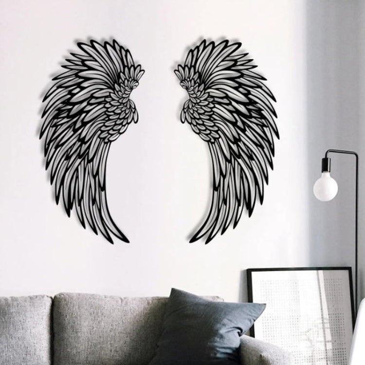 Double Sided Black Engraved Metal Angel Wings Wall Hanging Decoration Without Lights My Store