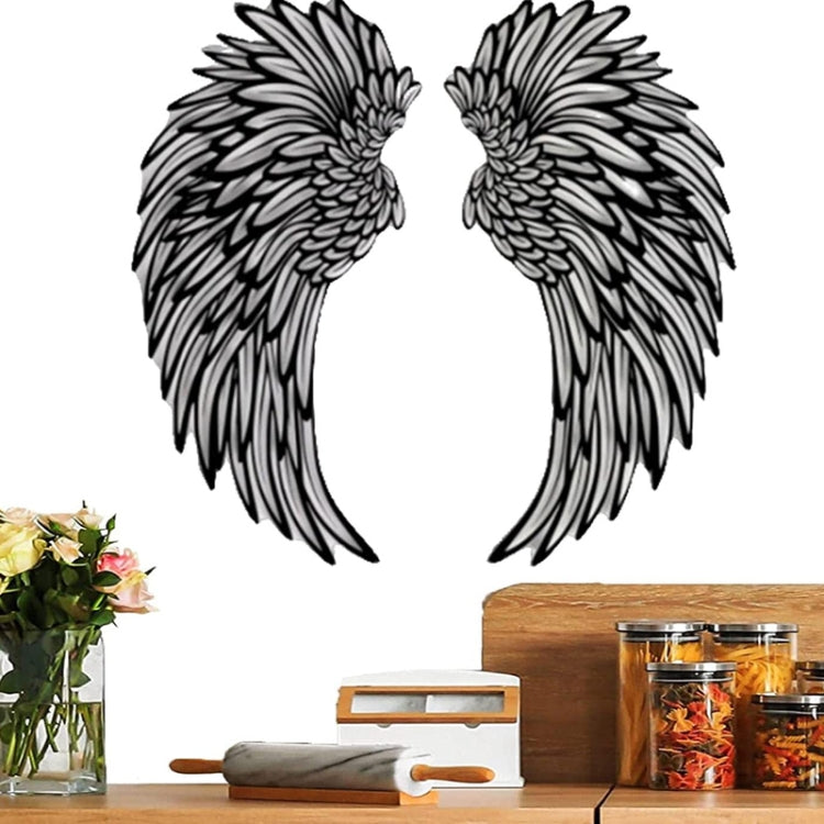 Double Sided Black Engraved Metal Angel Wings Wall Hanging Decoration Without Lights My Store