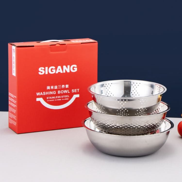 3 PCS / Set SiGang Stainless Steel Rice Washing and Vegetable Draining Basin-Reluova