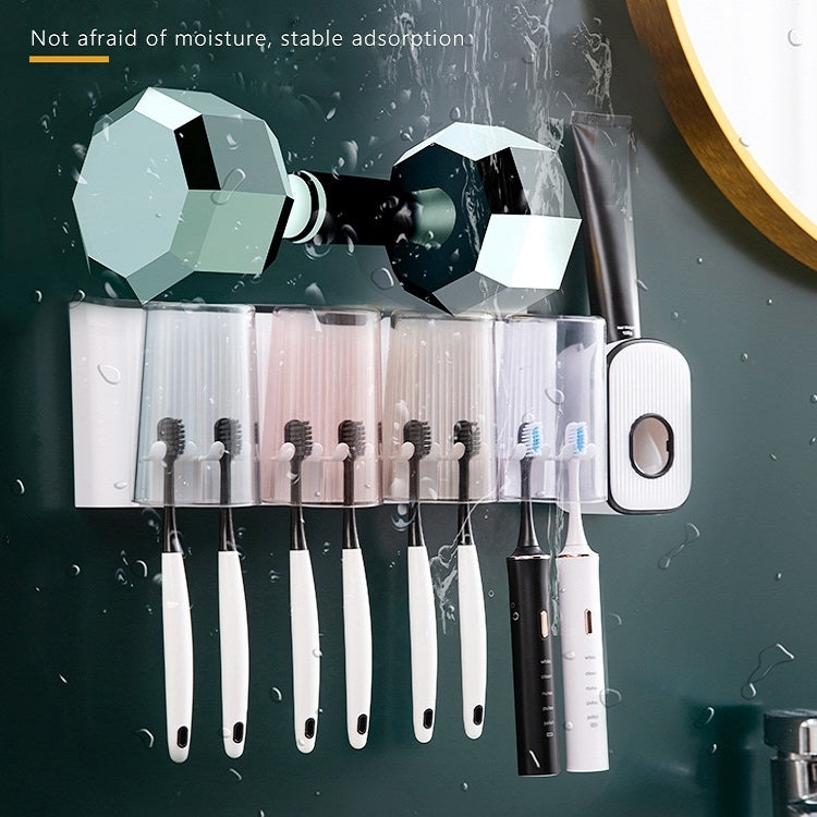 Bathroom Wall-mounted Punch-free Wash Cup Toothbrush Rack Squeeze Toothpaste Set