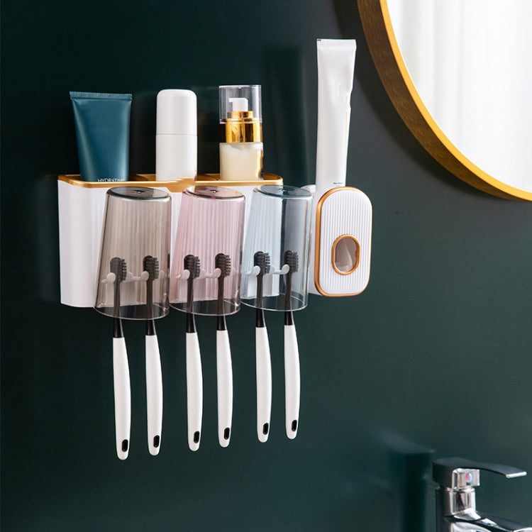 Bathroom Wall-mounted Punch-free Wash Cup Toothbrush Rack Squeeze Toothpaste Set