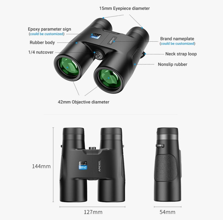 APEXEL 10x42 Fixed Focus Binoculars  Autofocus Telescope Reluova