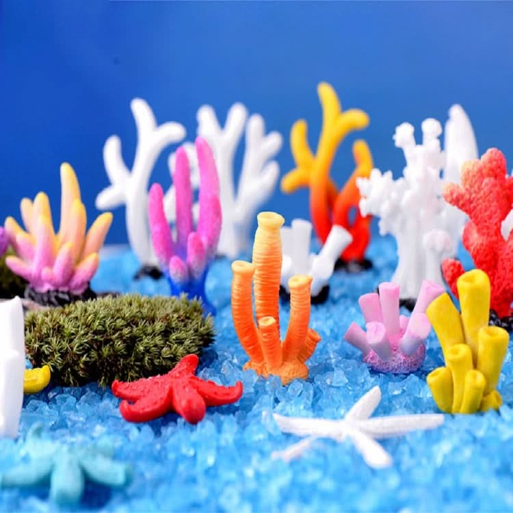 10 PCS Simulation Resin Coral Aquarium Fish Tank Small Ornaments, Colour: No. 3 White-Reluova