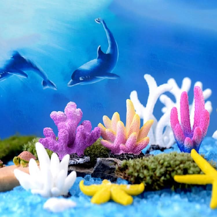 10 PCS Simulation Resin Coral Aquarium Fish Tank Small Ornaments, Colour: No. 3 White-Reluova