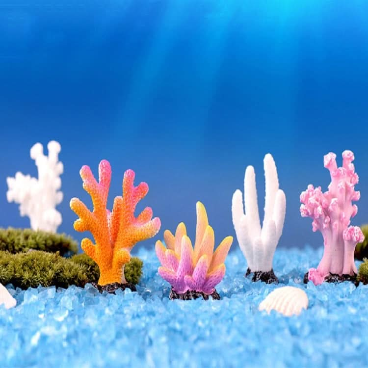 10 PCS Simulation Resin Coral Aquarium Fish Tank Small Ornaments, Colour: No. 3 White-Reluova