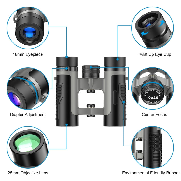 APEXEL 10 x 25 Binoculars  BAK4 Prism Zoom Telescope for Bird-watching Hunting Hiking Reluova