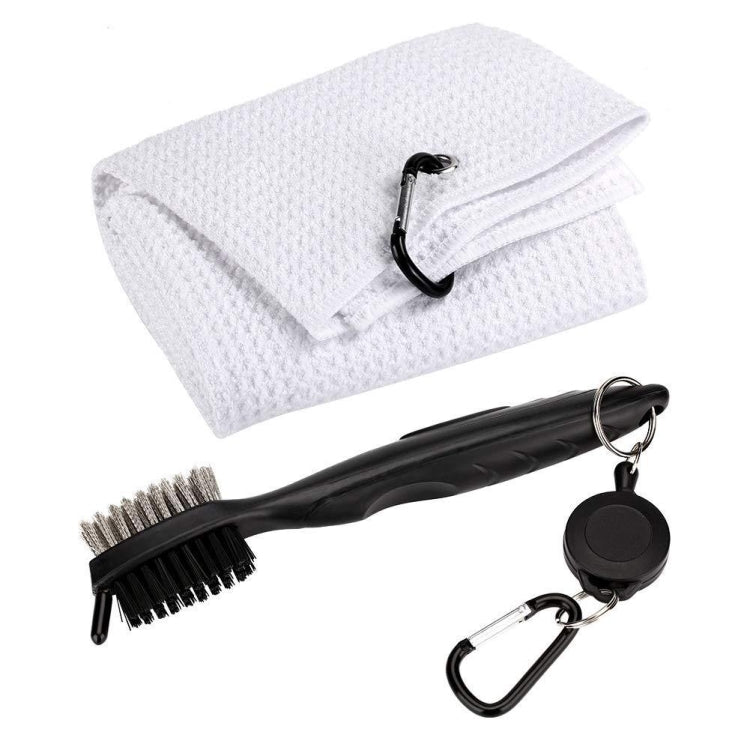 Hook Towel + Club Cleaning Brush Golf Cleaning Set