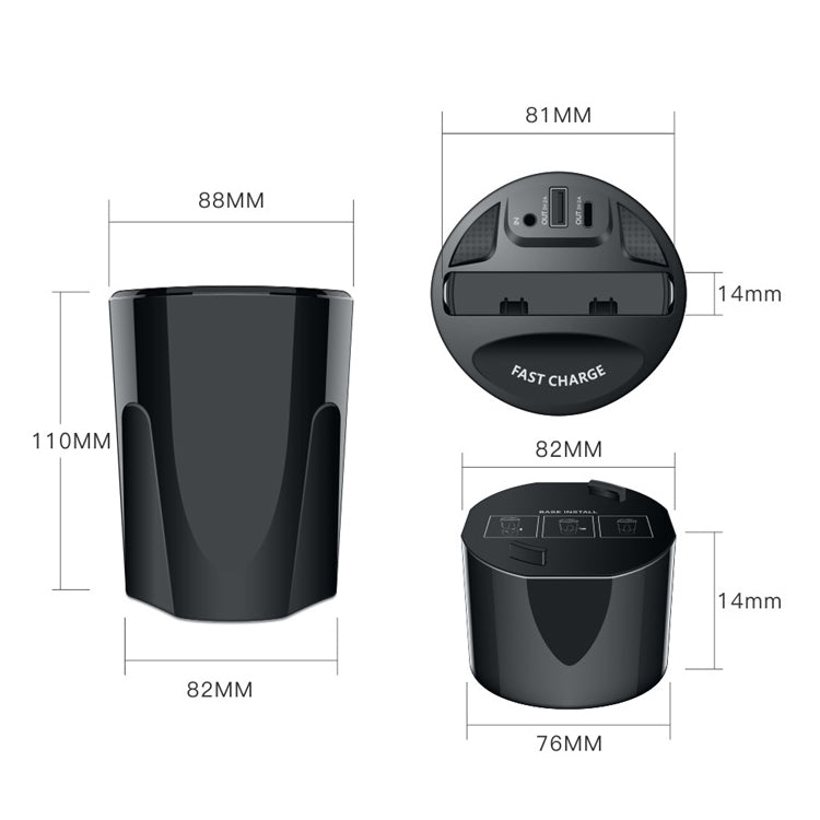 Car Cup 4 In 1 Wireless Charger Support 15W/10W/7.5W/5W Wireless Charging