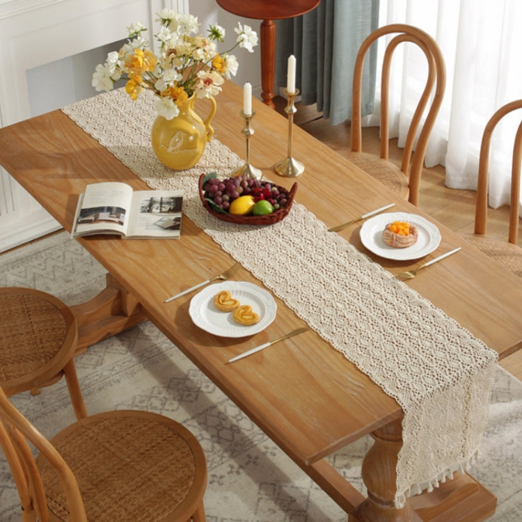 Widened And Stitched Rustic Knitted Hollow Tablecloth My Store