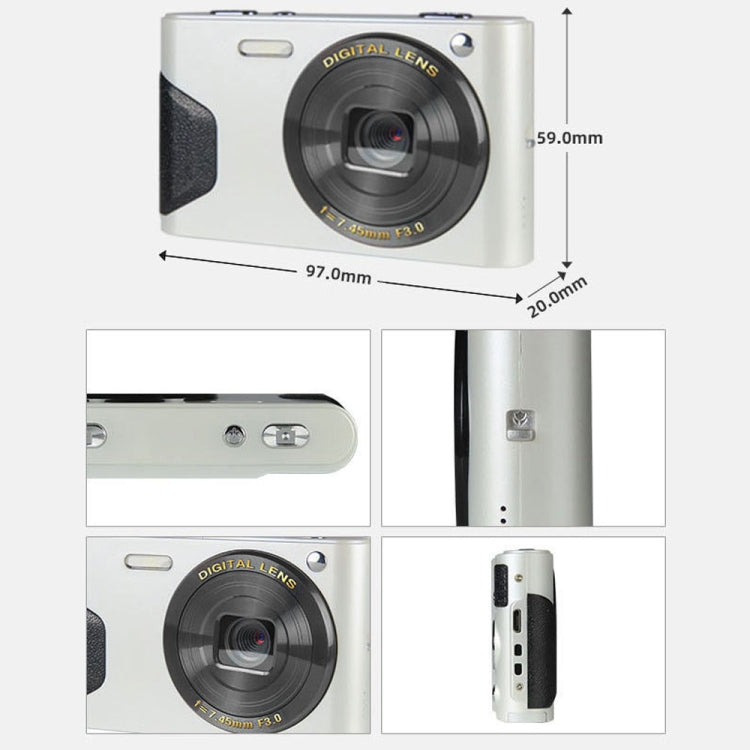 C8 4K  2.7-inch LCD Screen HD Digital Camera Retro Camera,Version: