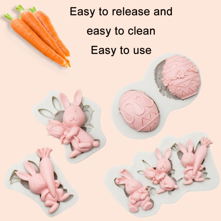 2 PCS Easter Bunny Egg Chocolate Baking Clay Silicone Mold