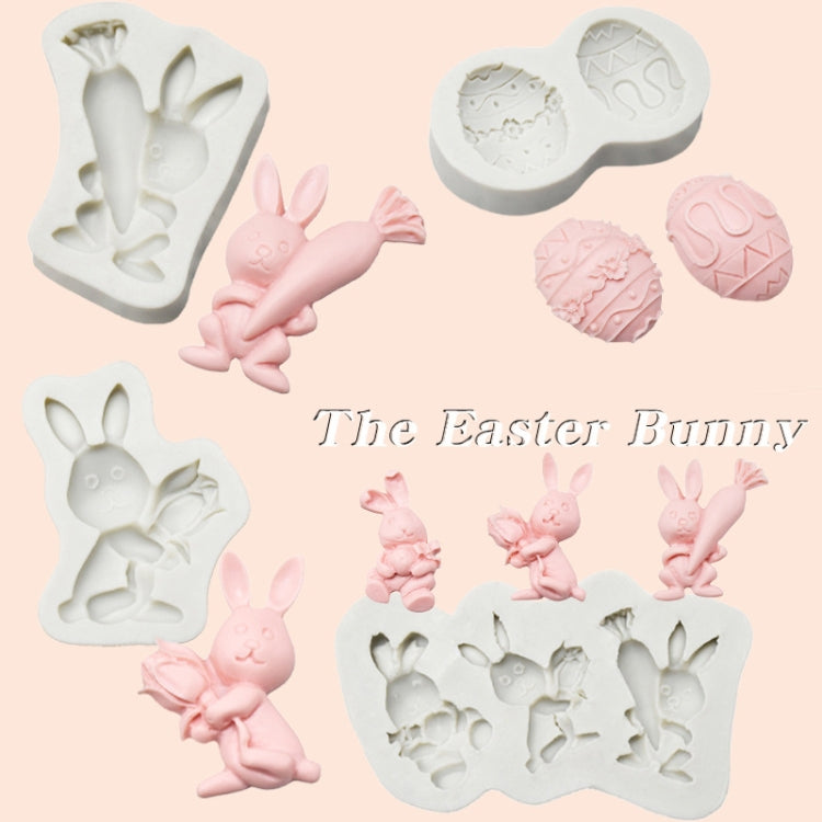 2 PCS Easter Bunny Egg Chocolate Baking Clay Silicone Mold