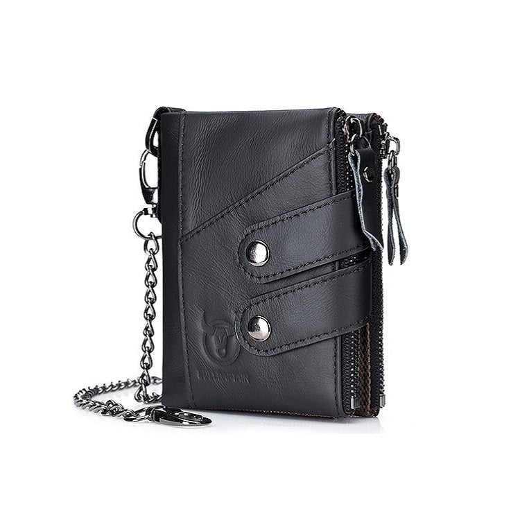 BULL CAPTAIN  Leather Three-fold Zipper Wallet For Men My Store