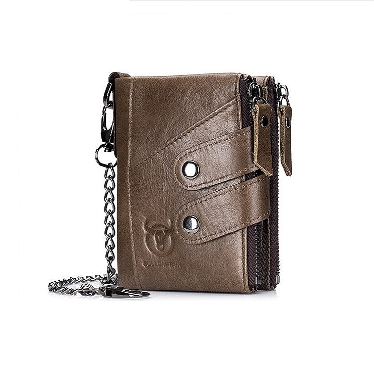 BULL CAPTAIN  Leather Three-fold Zipper Wallet For Men My Store