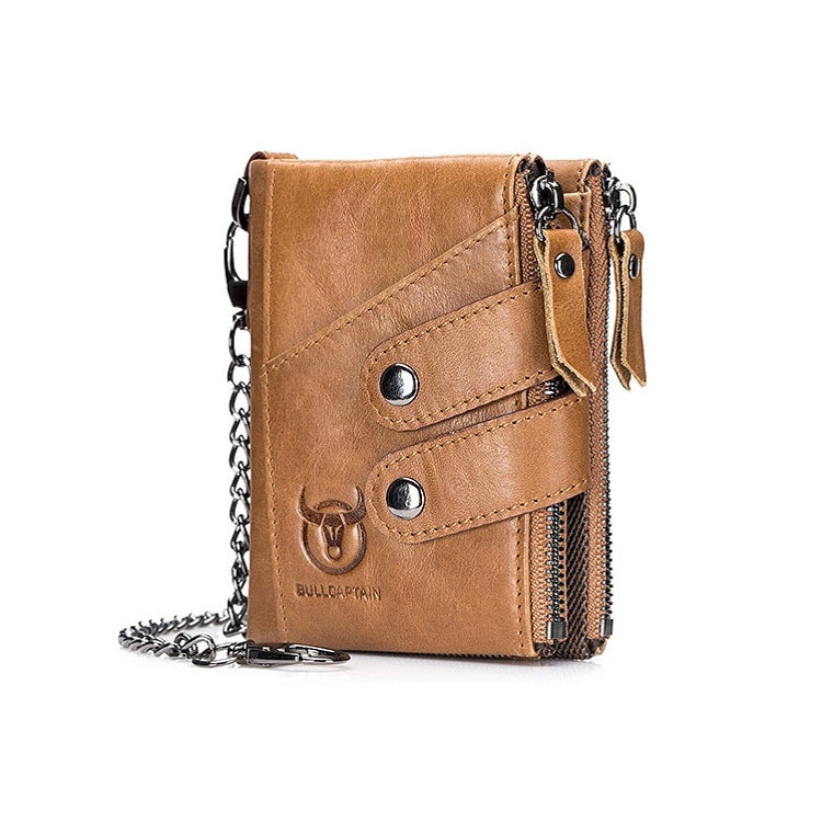 BULL CAPTAIN  Leather Three-fold Zipper Wallet For Men My Store