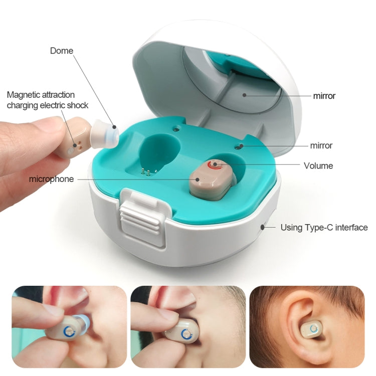 TWS On-Ear Sound Amplifier Hearing Aid with Charging Compartment