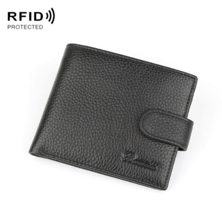 Anti-Theft Brush RFID Men Wallet Short Strap Button Multi-Card Layer Men Wallet My Store