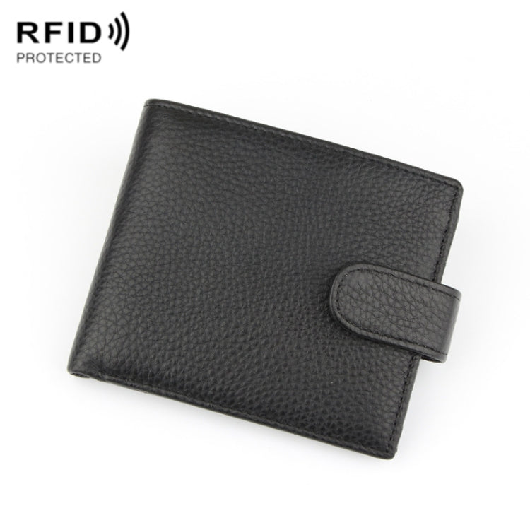 Anti-Theft Brush RFID Men Wallet Short Strap Button Multi-Card Layer Men Wallet My Store