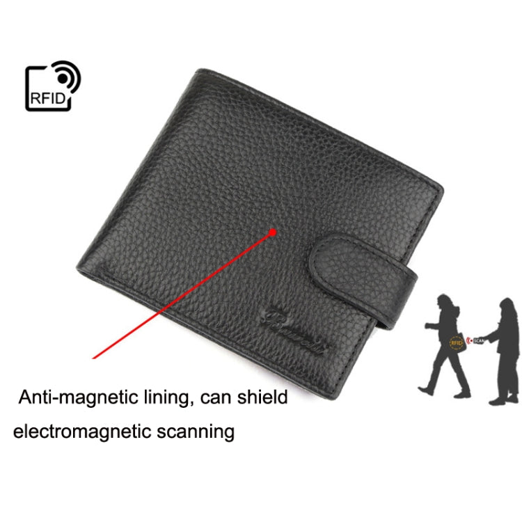 Anti-Theft Brush RFID Men Wallet Short Strap Button Multi-Card Layer Men Wallet My Store