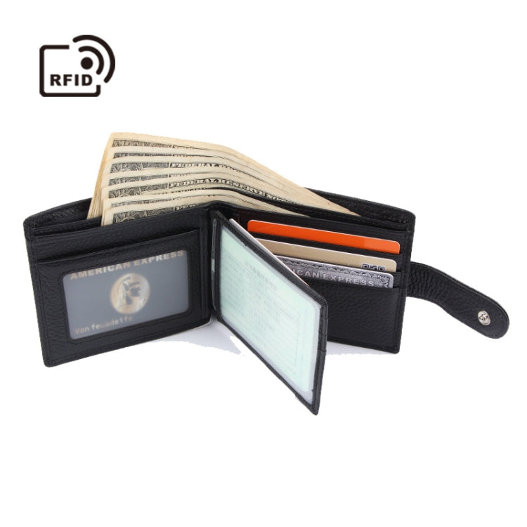 Anti-Theft Brush RFID Men Wallet Short Strap Button Multi-Card Layer Men Wallet My Store