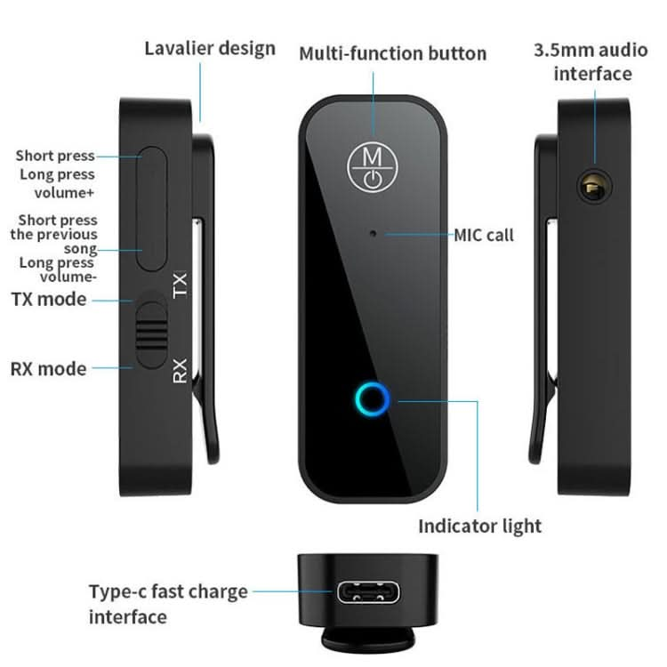 2 In 1 Bluetooth Receiving Transmitter AUX Car Adapter TV Computer Audio Transmitter