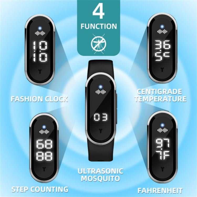 M21  Ultrasonic Mosquito Repellent Bracelet with Step Counter & Clock & Temperature Function My Store