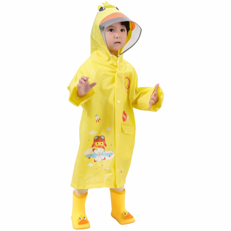 Large Hat Brim Cartoon Print Children Raincoat with Schoolbag Seat