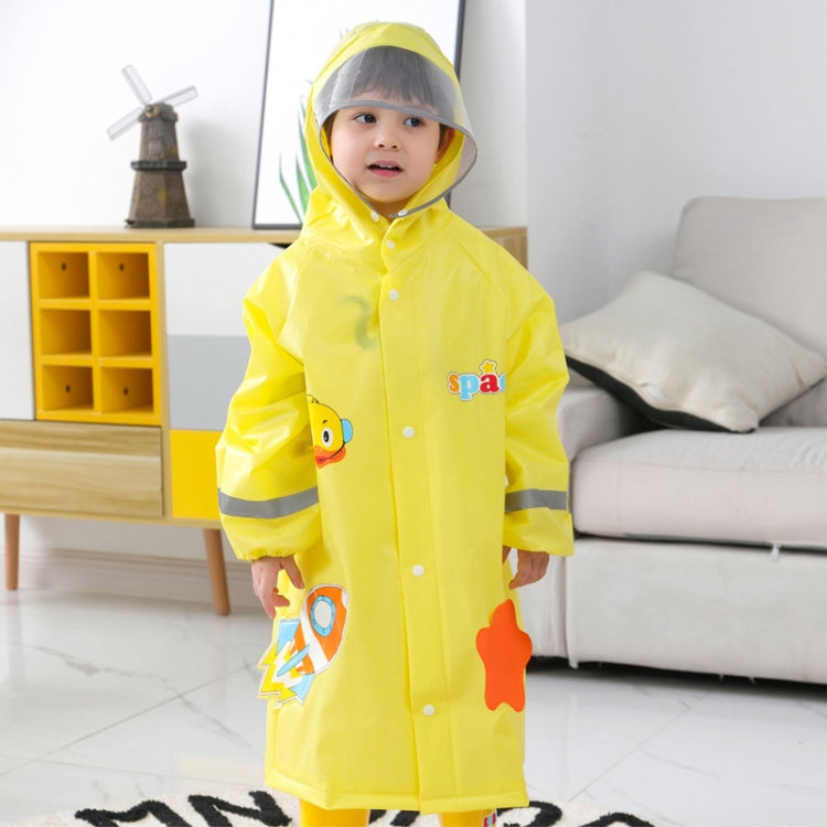 Large Hat Brim Cartoon Print Children Raincoat with Schoolbag Seat My Store